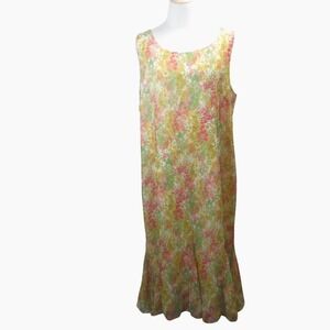 DN‎ Design Womens Floral Sleeveless Maxi Dress Pink Yellow Green Size 18